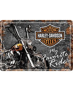 Postkaart metallist 10x14cm / Harley Davidson My Favorite Ride