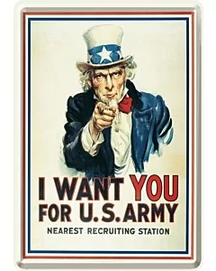 Postkaart metallist 10x14cm / I want you for US Army
