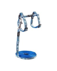 Traksid Rogz kassidele rihmaga NightCat sinine Floral 24-40cm/1.8mt