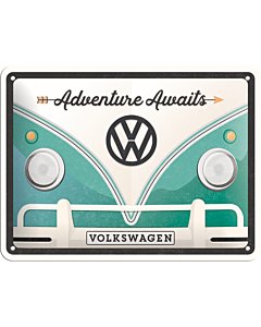 Metallplaat 15x20cm / VW Bulli Adventure Awaits