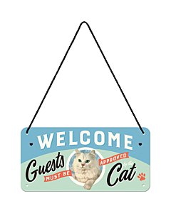 Metallplaat 10x20 cm / Welcome Guests must be approved Cat / LM