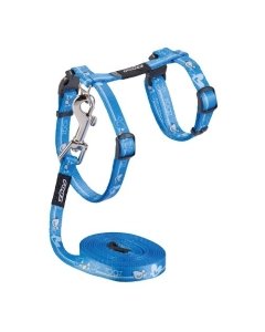 Traksid kassidele rihmaga Kiddycat Blue Hearts 24-40cm/1.8m