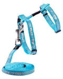 Traksid kassidele rihmaga Rogz Catz SparkleCat 11 mm Small, türkiissinine
