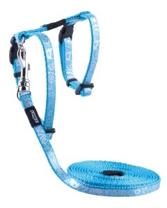 Traksid kassidele rihmaga Rogz Catz SparkleCat 8 mm XSmall 19.8-30cm 1.8m , türkiissinine