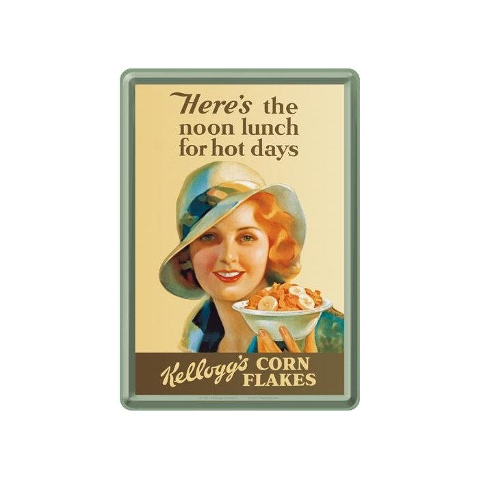 Postkaart metallist 10x14cm / Kellogg's Here's the noon lunch for hot days
