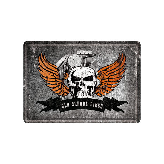 Postkaart metallist 10x14,5cm / Old School Biker