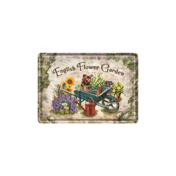 Postkaart metallist 10x14,5cm /  English Flower Garden