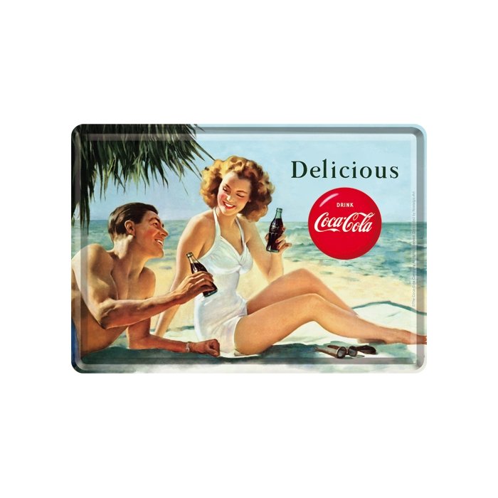 Postkaart metallist 10x14,5cm / Coca-Cola Delicious