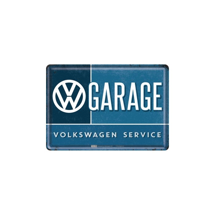 Postkaart metallist 10x14,5cm / VW Garage