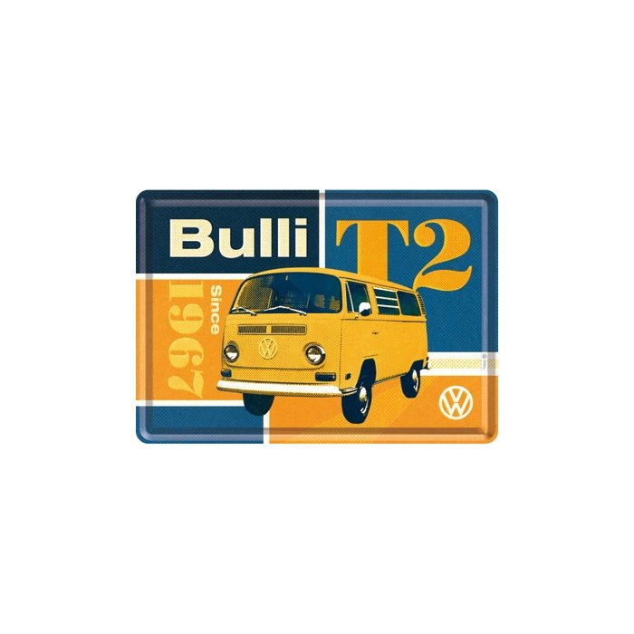 Postkaart metallist 10x14,5cm / VW T2 Bulli