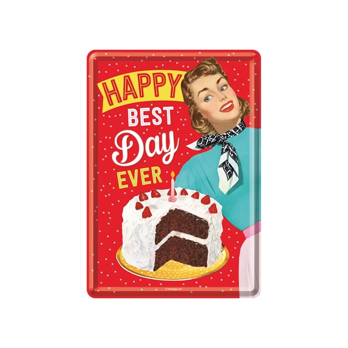 Postkaart metallist 10x14 cm / Happy Best Day Ever