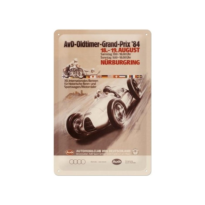 Metallplaat 20x30cm / AvD-Oldtimer-Grand-Prix ´84 / KO