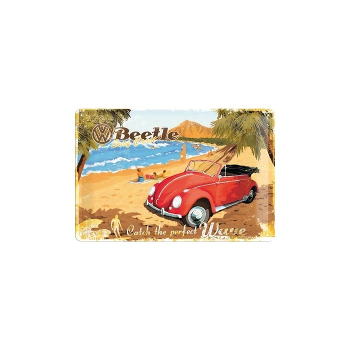 Metallplaat 20x30cm / VW Beetle Catch the perfect wave / KO