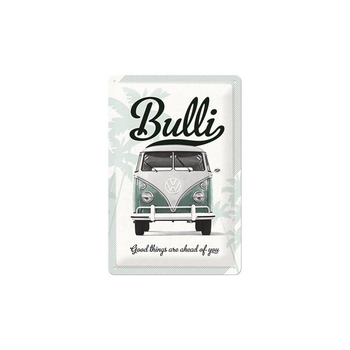 Metallplaat 20x30cm / VW Bulli Good things are ahead of you / KO