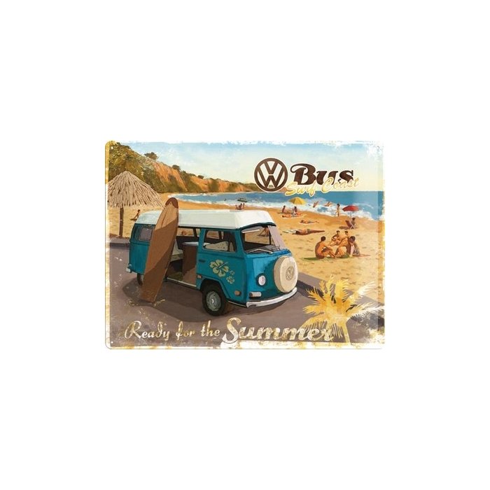 Metallplaat 30x40cm /  VW Bus Ready for the summer