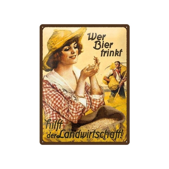 Metallplaat 30x40cm / Wer Bier Trinkt