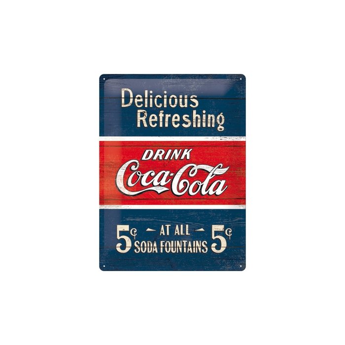 Metallplaat 30x40cm / Coca-Cola 5c Delicious Refreshing