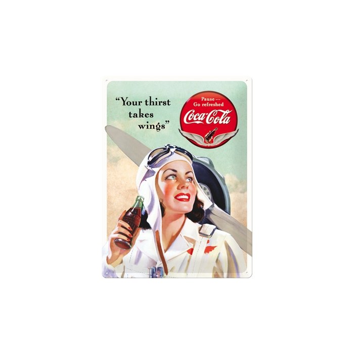 Metallplaat 30x40cm / Coca-Cola "Your Thirst Takes Wings"