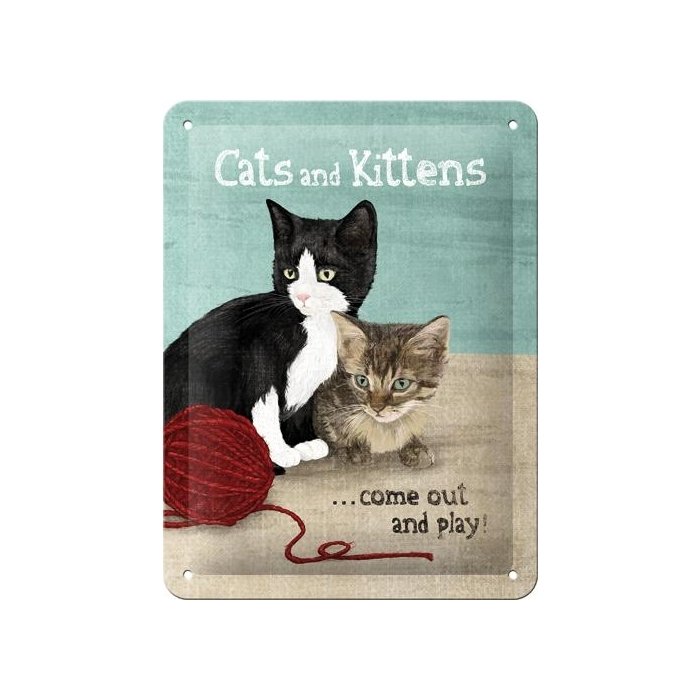 Metallplaat 15x20cm / Cats and Kittens