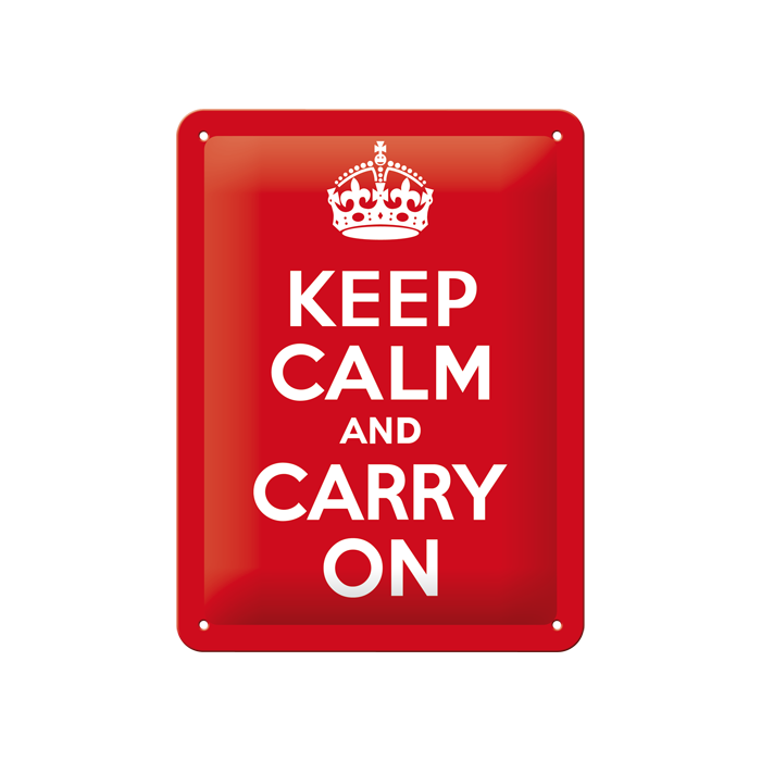 Metallplaat 15x20cm / Keep calm and carry on