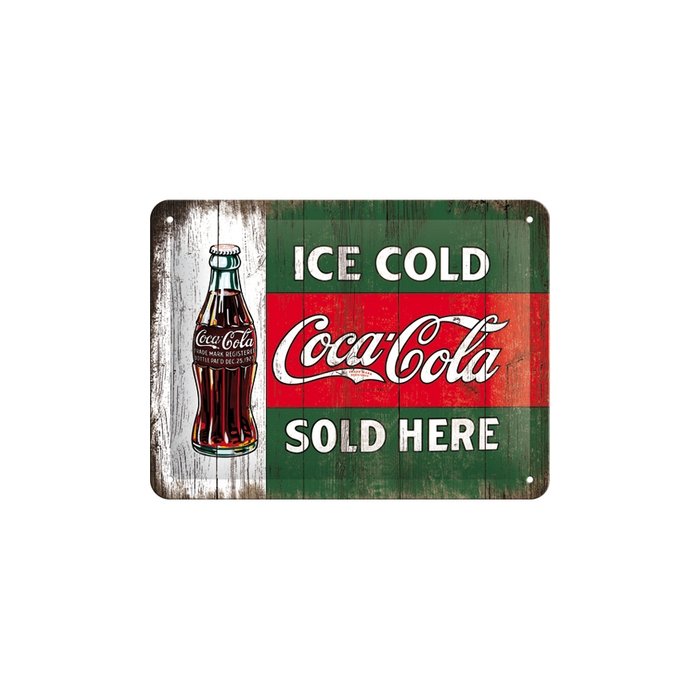 Metallplaat 15x20cm / Coca-Cola Ice cold sold here
