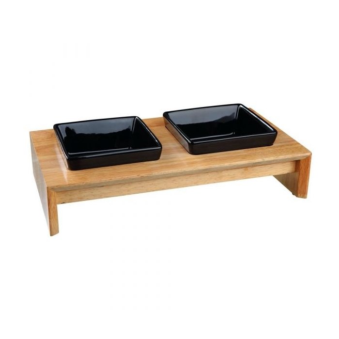Kausikomplekt keraamika/puit / 2x400ml / must