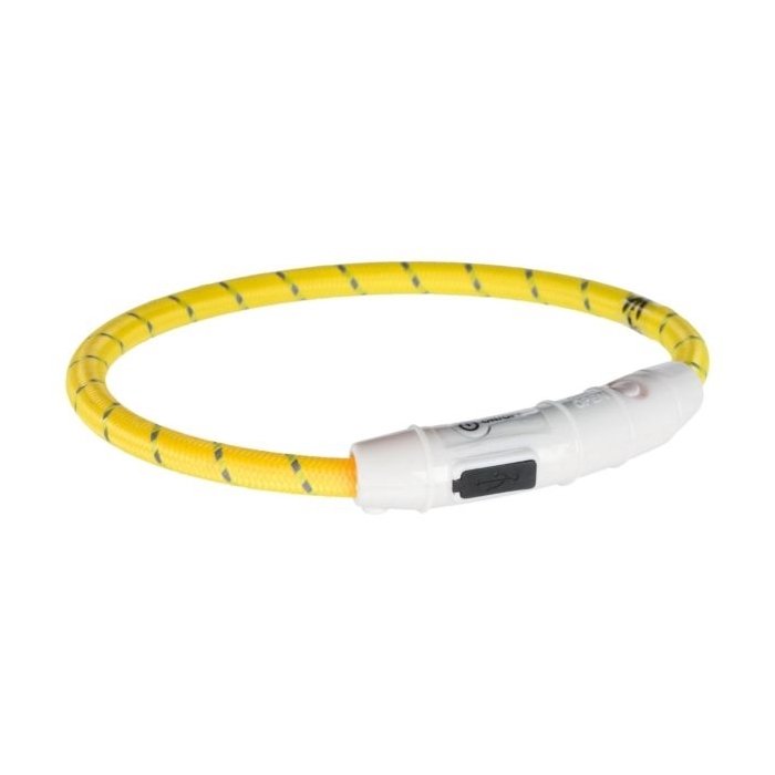 Vilkuv kaelarihm / USB / L-XL / 65cm / 7mm / kollane /