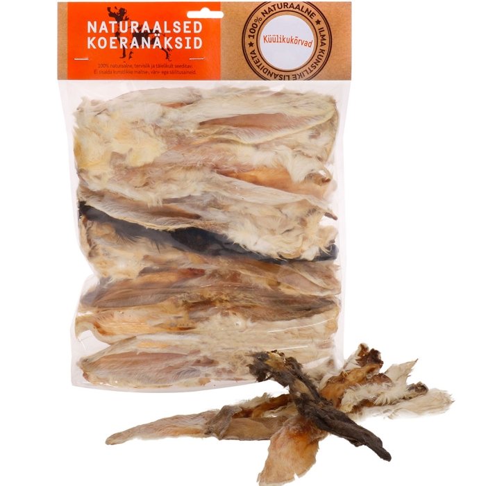 Koerte maius kuivatatud küülikukõrvad / 200g / karvased