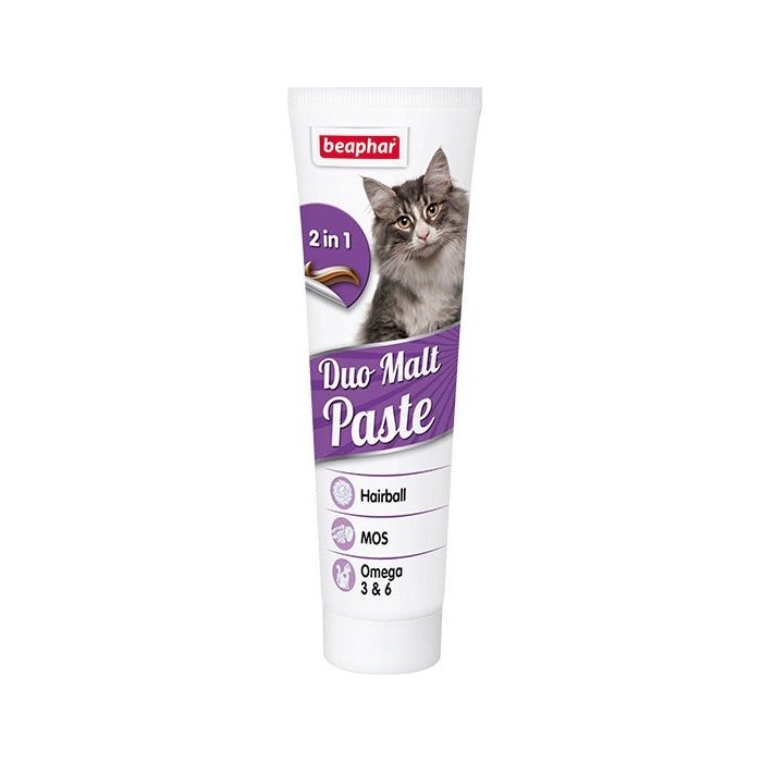 Beaphar Duo Malt Anti Hairball Paste karvapallide vastane ja soolestiku tööd reguleeriv pasta kassidele / 100g