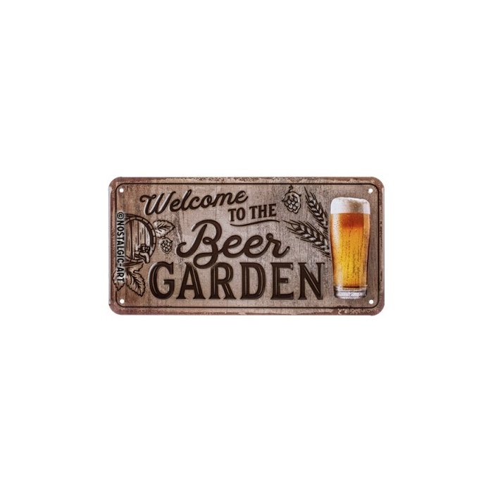 Metallplaat 10x20 / Welcome to the Beer Garden