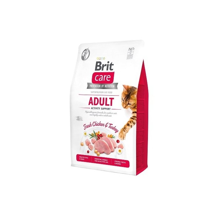 Brit Care Cat Grain-Free Adult Activity Support kassitoit aktiivsetele õuekassidele kana- ja kalkunilihaga 400g