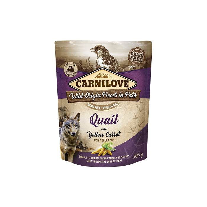 Carnilove Pouch Pate Quail with Yellow Carrot einekotike koertele 300g