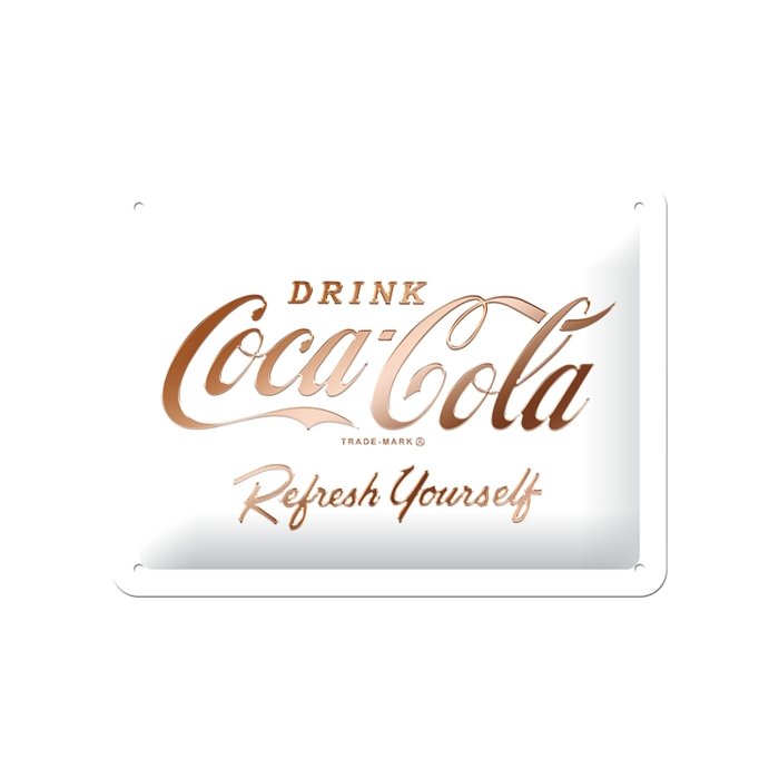 Metallplaat 15x20cm / Coca-Cola logo, valge 