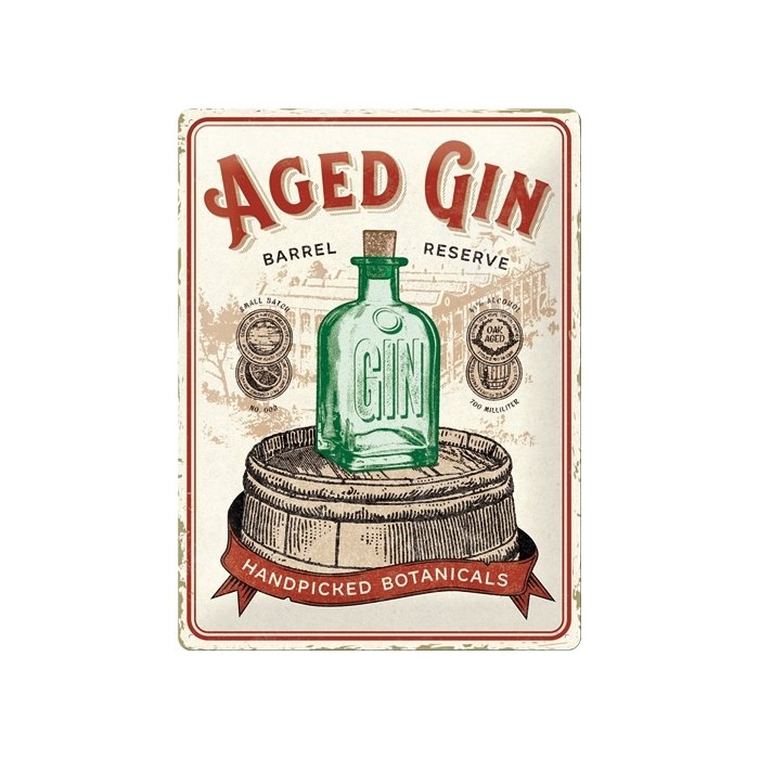 Metallplaat 30x40cm / Aged Gin Barrel