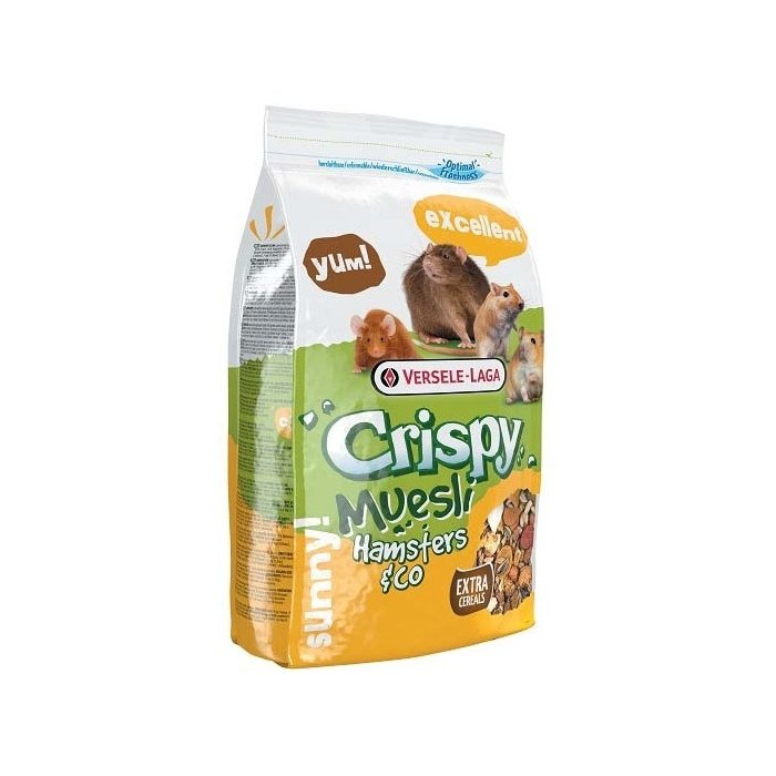 Täissööt Crispy Muesli - Hamsters & Co Tasty, hamstritele, liivahiirtele, rottidele ja hiirtele 400g