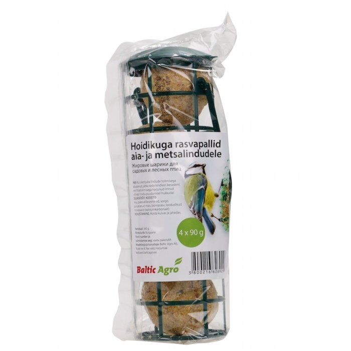 Hoidikuga rasvapallid aia- ja metsalindudele 4x90g