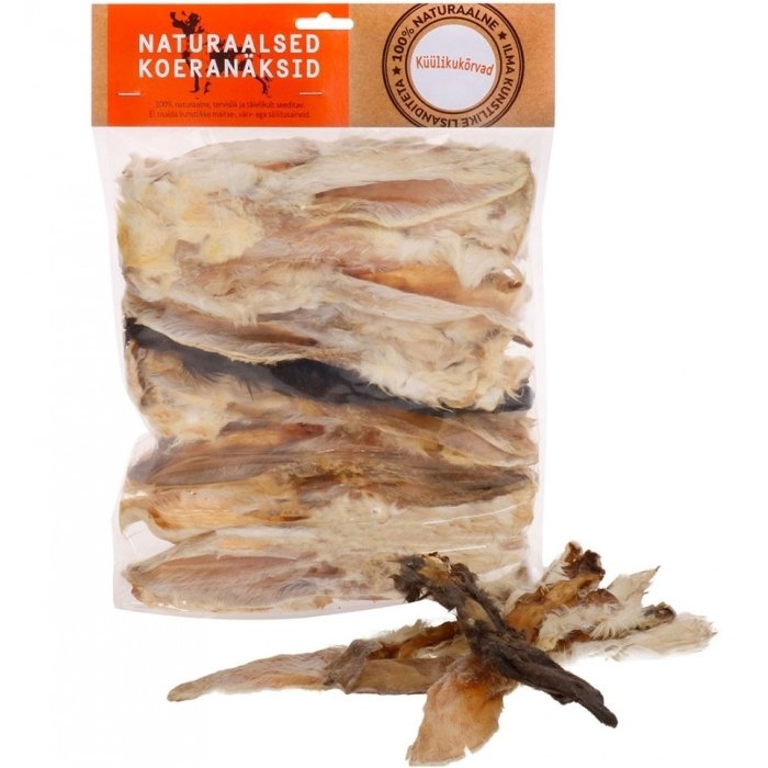 Küüliku kõrvad karvase nahaga  - naturaalsed koeranäksid, kuivatatud koeramaius / 1kg