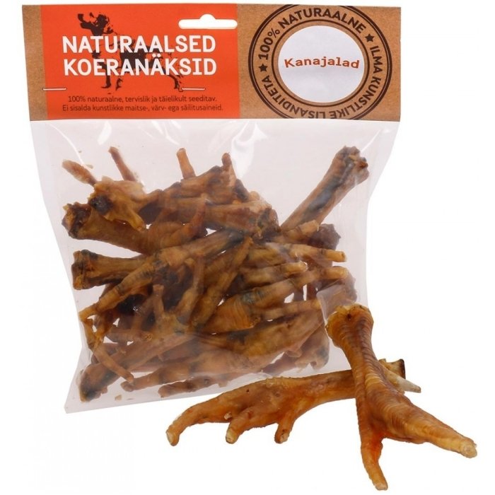 Kana jalad  - naturaalsed koeranäksid, kuivatatud koeramaius / 200g