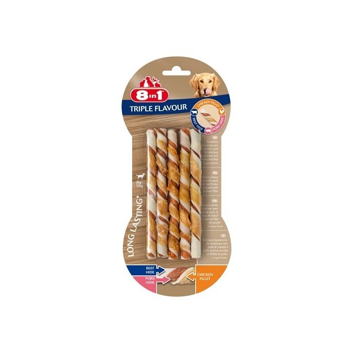 Koera maius 8in1 Flavours Kolme maitsega põimitud pulgad 10tk