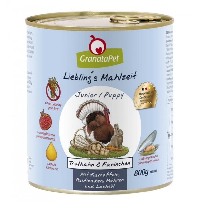 Liebling´s Mahlzeit teraviljavaba konservtoit kutsikale kalkuni- ja jäneselihaga (65%) kartuli, pastinaagi ja lõheõliga  / 800g