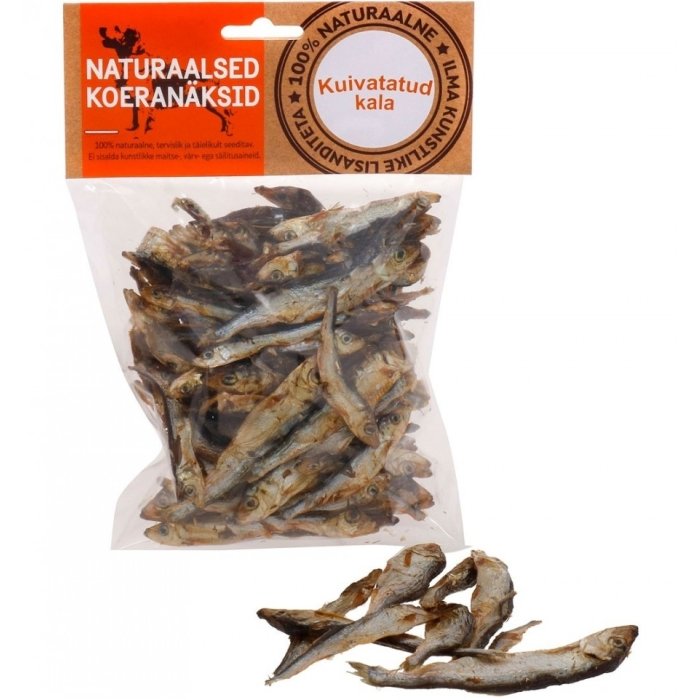 Kala kuivatatud - naturaalsed koeranäksid, kuivatatud koeramaius / 100g