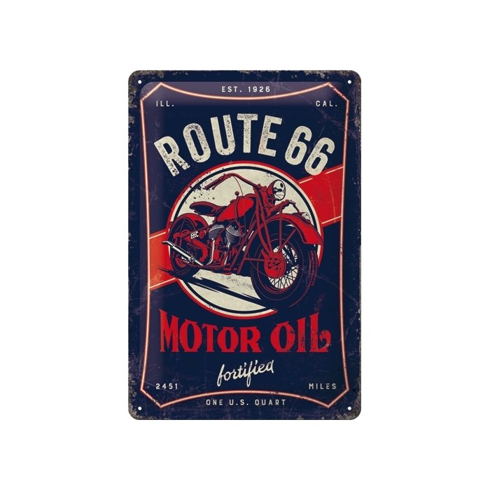 Metallplaat 20x30cm / Route 66 Motor Oil / KO