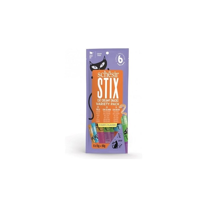 Maius kassidele Schesir STIX multipakk kanaliha, part, lõhe 6x15g