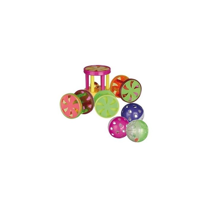Trixie plastikust palli- ja rattakujuline kõristi kassile / läbimõõt 4,5cm