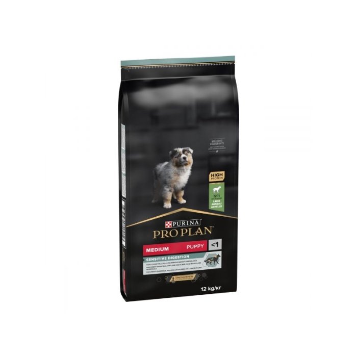 Pro Plan Medium Puppy koeratoit tundlikule seedimisele lambaga / 12kg