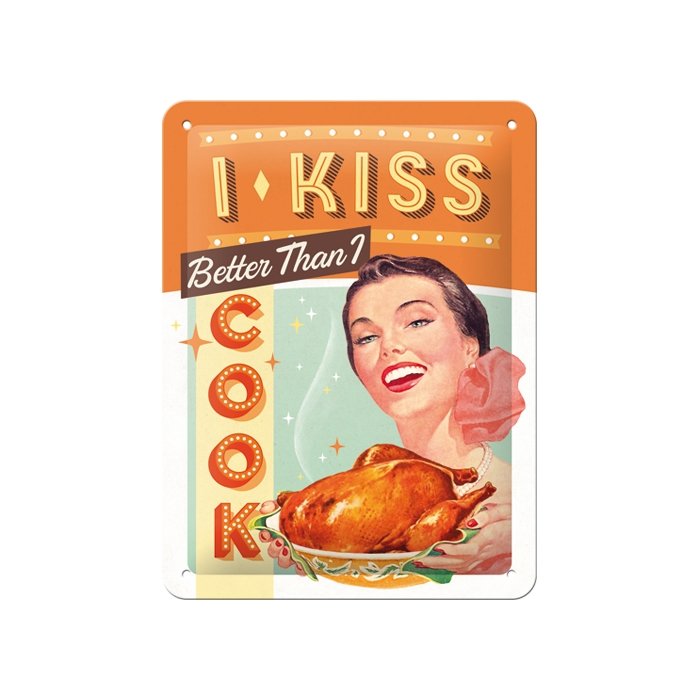 Metallplaat 15x20cm / I kiss better than I cook