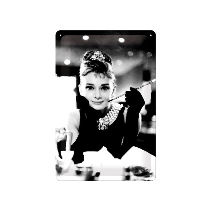 Metallplaat 20x30cm / Breakfast at Tiffany´s Audrey / KO