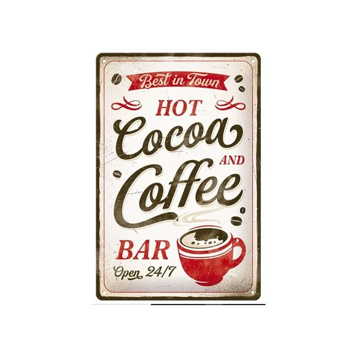 Metallplaat 20x30cm / Hot Cocoa & Coffee