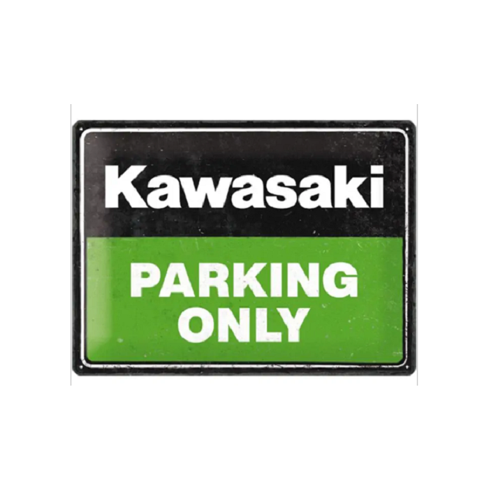 Metallplaat 30x40cm / Kawasaki - Parking Only Green