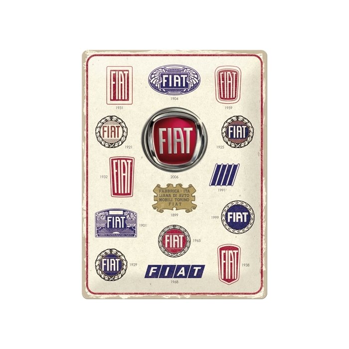 Metallplaat 30x40cm / Fiat - Logo Evolution